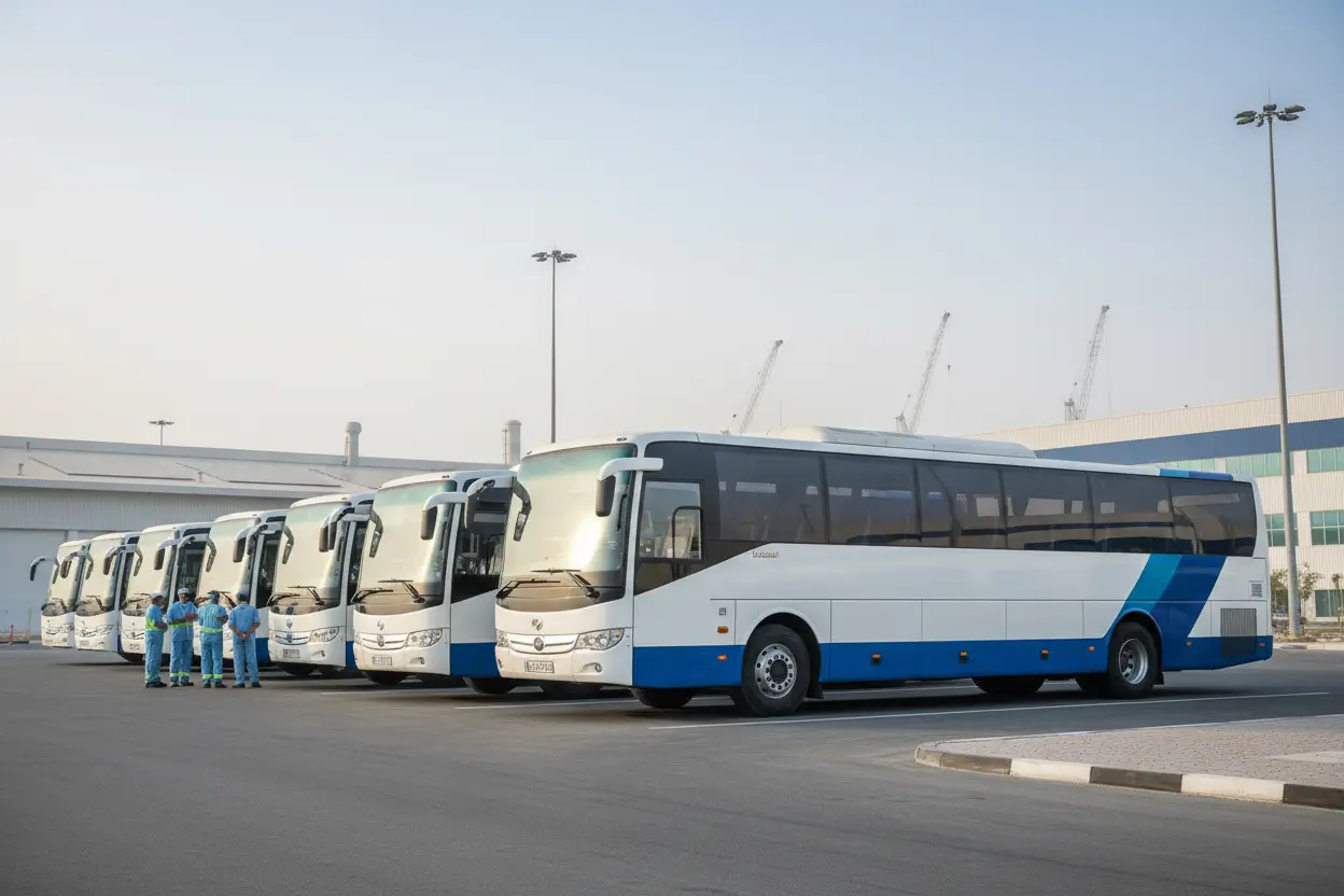 Large Staff Bus Rental for Industrial Workers UAE
